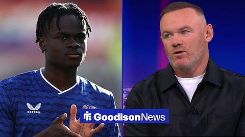 Everton forward Tyrique George and pundit Wayne Rooney on Match of the Day