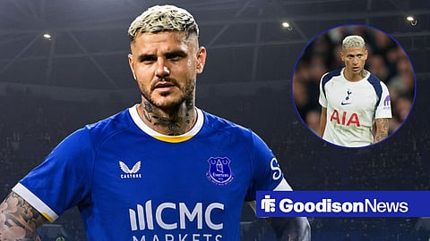 Mauro Icardi in Everton kit with Richarlison looking on in circular inset