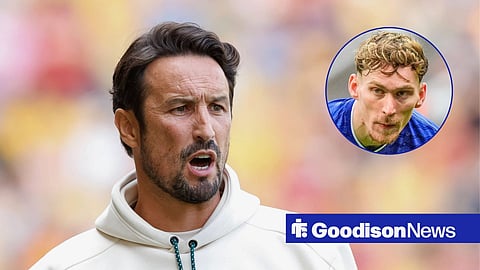 Main image of Wolves manager Cesar Peixoto and Everton midfielder James Garner's face in a circular frame inset on the right