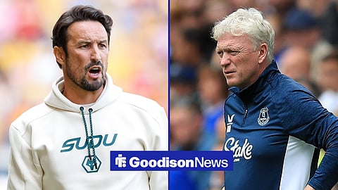 Wolves boss Cesar Peixoto and Everton manager David Moyes in a side-by-side image.