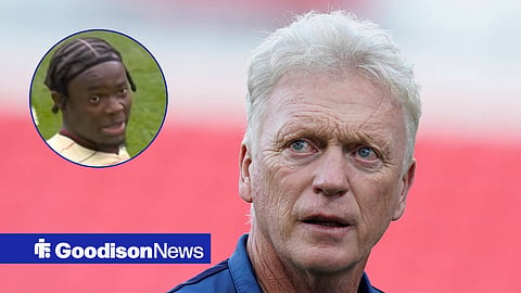 Everton manager David Moyes and Abdul Fatawu in a circular inset