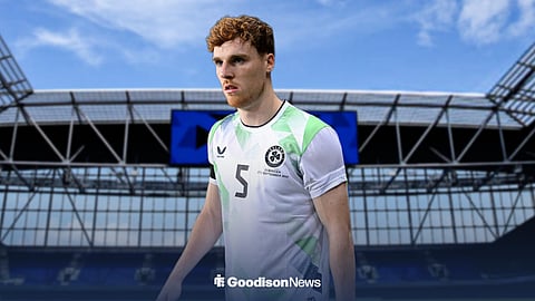 Everton star Jake O'Brien in an Ireland shirt