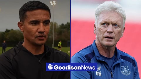 Everton legend Tim Cahill and Everton manager David Moyes