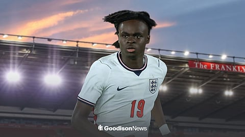Tyrique George in action for England at Stoke City's Stadium