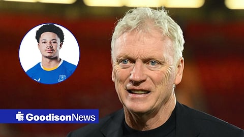 Everton boss David Moyes and Jonathan Nsangou 