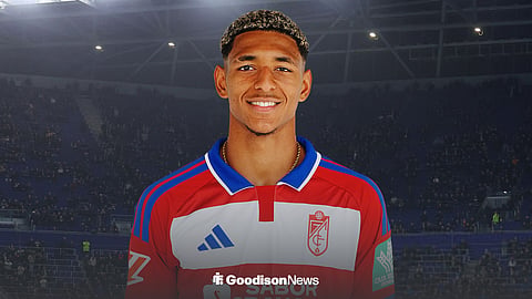 Owen Emeka in a Granada shirt at Hill Dickinson Stadium