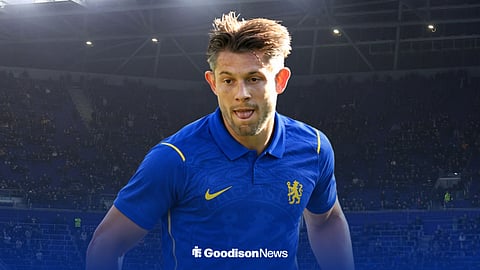 Everton star James Tarkowski in a Chelsea shirt