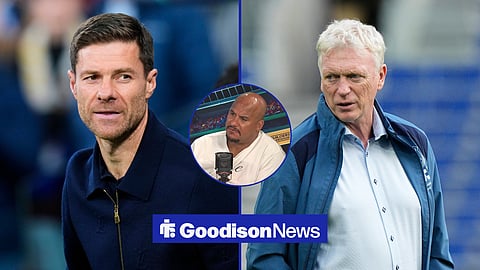 Chelsea manager Xabi Alonso, Everton manager David Moyes, and Gabby Agbolnahor in a circular inset