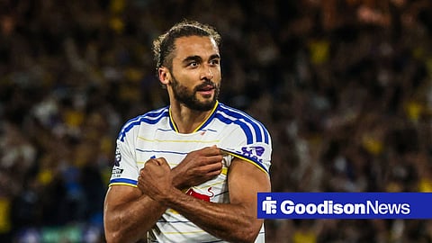 Former Everton striker Dominic Calvert-Lewin playing for Leeds United