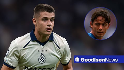 Nicolo Tresoldi in action for Club Brugge and former Italy national team star Filippo Inzaghi