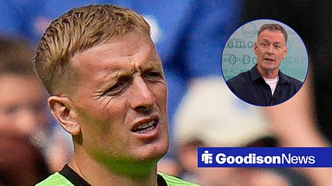Everton goalkeeper Jordan Pickford and Chris Sutton in a circular inset.