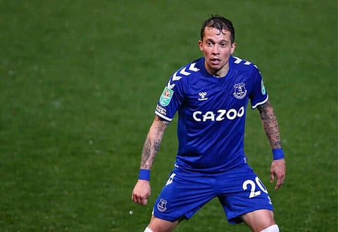 Bernard reacts as Lucas Digne leaves Everton for Villa