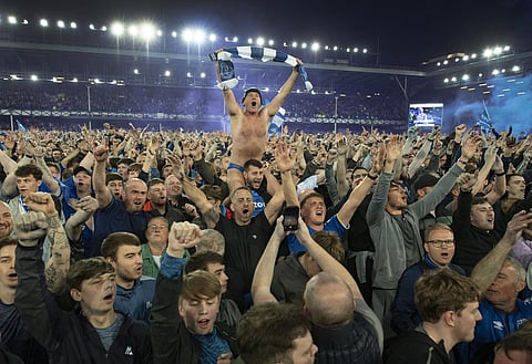 Footage emerges of plane chartered by Everton fans in Manchester City v Liverpool clash