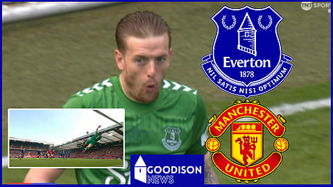 Jordan Pickford pulled off a stunning save at Old Trafford - Credit: TNT Sports