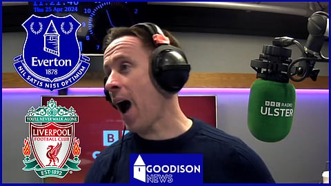 Liverpool fan Connor Phillips was trolled live on air by his Everton colleague. Credit: BBC Radio Ulster.