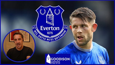 Gary Neville has slammed Everton defender James Tarkowski. (Credit: Sky Sports Overlap)