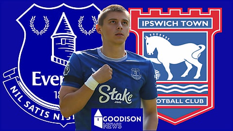 Everton defender Vitalii Mykolenko is a doubt v Ipswich