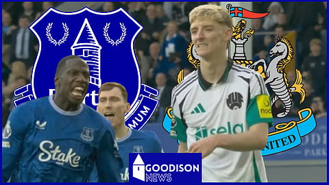 Doucoure and Garner react to Anthony Gordon penalty miss for Newcastle v Everton [credit: Sky Sports Premier League]