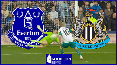 Everton keeper Jordan Pickford saves Anthony Gordon penalty for Newcastle [@SkySportsPL on X]