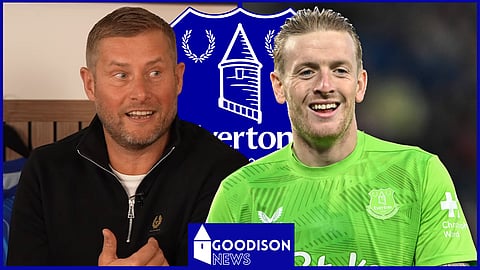 Dave Watson reacts to what Jordan Pickford did for Everton [credit: Imago and Ben Foster - The Cycling GK on YouTube]
