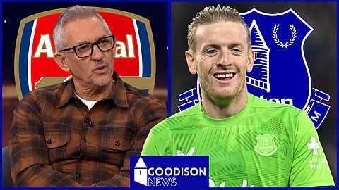 Gary Lineker reacts to Jordan Pickford for Everton v Arsenal [credit: Match of the Day and Imago]