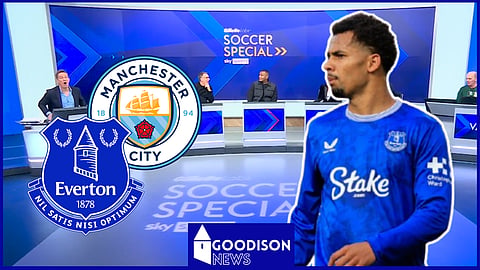 Iliman Ndiaye stuns in Sky Sports studio after what he did in Everton v Manchester City. Credit: Imago