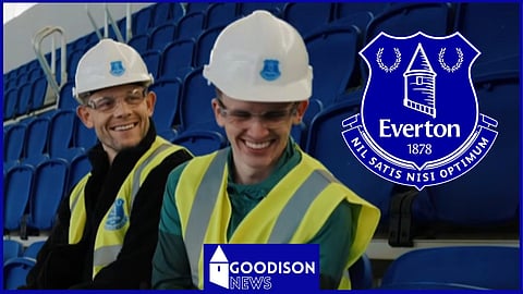 James Tarkowski viewed Everton's new stadium [Credit: Everton Football Club via YouTube]