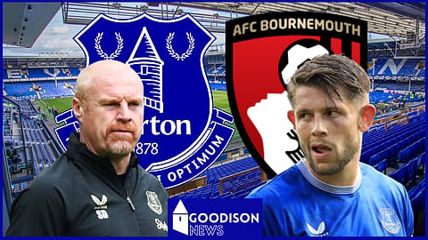 Sean Dyche cannot start James Tarkowski for Everton v Bournemouth [Credit: Imago]