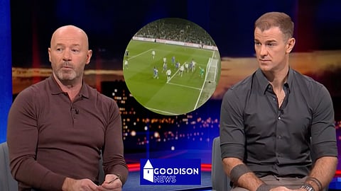 Alan Shearer and Joe Hart discuss a controversial moment from Crystal Palace v Everton [Credit: BBC Match of the Day]