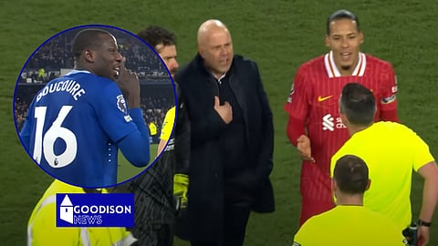 Arne Slot is sent off in Everton v Liverpool. (Credit: Sky Sports YouTube)