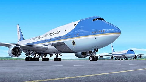 FLYING WHITE HOUSE: The Air Force One, a custom-made Boeing 747-200B commercial aircraft, is modified to create a White House on wings. 