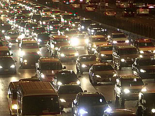 Traffic on Sheikh Zayed Road during evening hours.