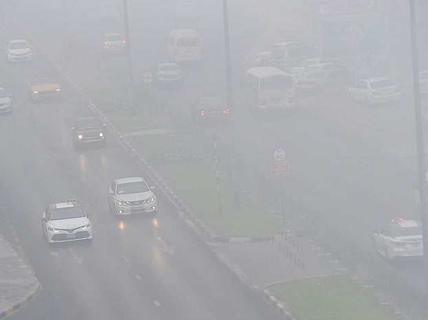 Fog and mist causes low visibility in Abu Dhabi.  
