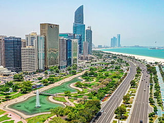 A view of the Abu Dhabi skyline.