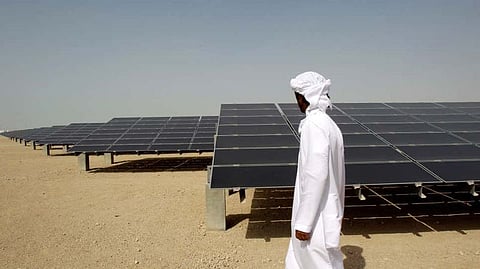 UAE Energy Minister Suhail Al Mazrouei outlined the country’s clean-energy ambitions at Middle East Energy in Dubai. Pictured above is a solar power farm in Abu Dhabi. (Image used for illustrative purposes). 