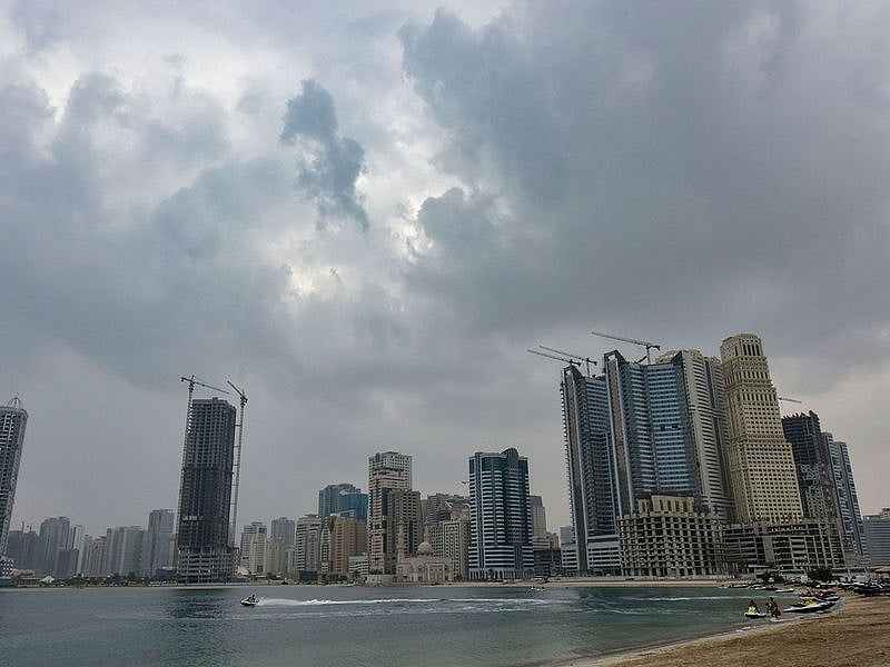 Sudden change in weather with over cast sky in Sharjah. 