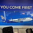 Empty seats are seen at a Go First ticketing counter at the Chhatrapati Shivaji International Airport in Mumbai, India, May 3, 2023. 