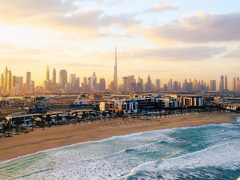 Stock Dubai skyline tourism hotel