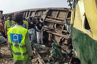 A file picture of Hazara Express that derailed near Sahara Railway Station in Sindh's Nawabshah district, 275 kilometres away from Karachi. 