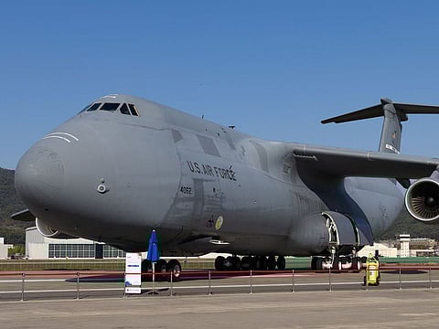 The US military build-up in the Middle East includes heavy transport aircraft — like the C-5M Super Galaxy (in photo) and other large cargo planes — deployed alongside fighter jets, air refuelling tankers, and surface vessels.