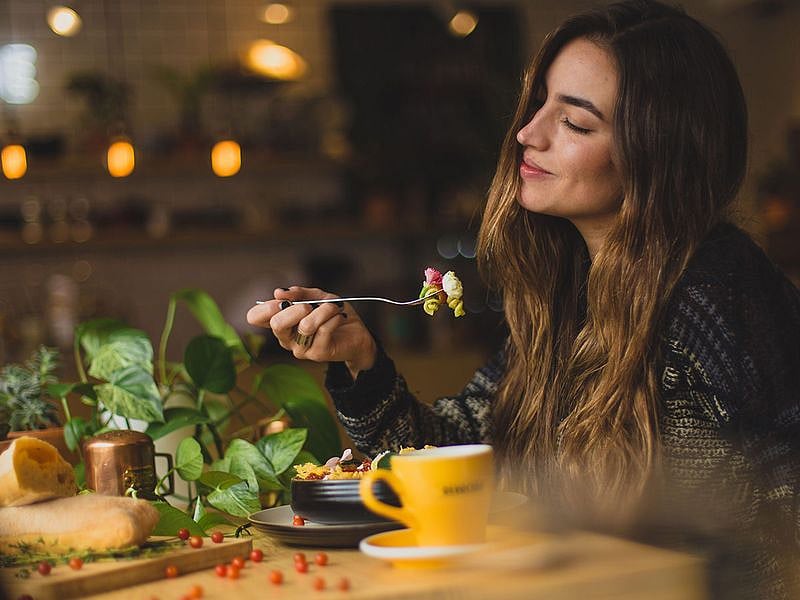 Woman eating food