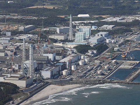 This aerial picture shows TEPCO's crippled Fukushima Daiichi Nuclear Power Plant in Okuma, Fukushima prefecture on August 24, 2023. 