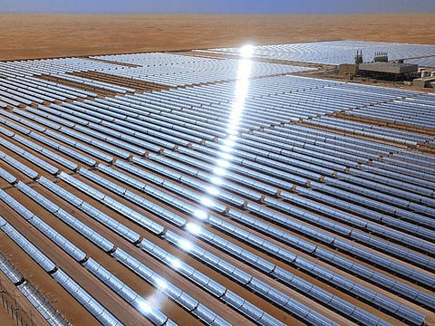 VERSATILE, FLEXIBLE, DISTRIBUTED POWER: Solar power can be used to generate electricity in a variety of settings, from large-scale solar farms to small rooftop installations. This versatility makes it a practical option for a wide range of applications, including residential, commercial, and industrial use. A view of the Shams solar power project in Abu Dhabi.