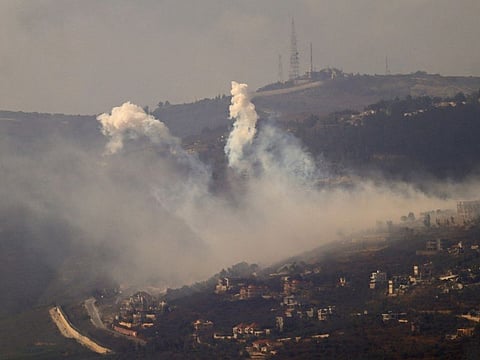 Smoke rises from the site of Israeli artillery shelling on south Lebanon villages along the border with Israel