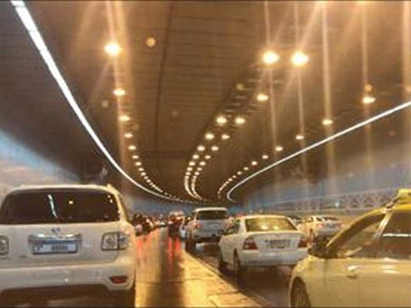 Airport tunnel rain traffic