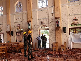 A view of the damage at St. Sebastian Catholic Church, after bomb blasts ripped through churches and luxury hotels on Easter, in Negombo, Sri Lanka April 22, 2019. 