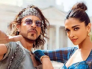 Shah Rukh Khan and Deepika Padukone in a still from the movie ‘Pathaan’