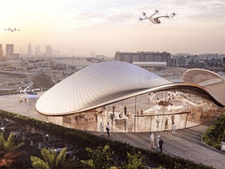 The vertiport stations will seamlessly integrate with other modes of transportation.