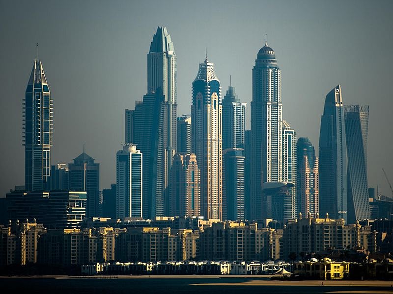 Stock Dubai skyline Dubai Marina