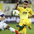 Caio Canedo Correa (right) of Al Wasl in action during the Football Match of Arabian Gulf League at Al Wasl Club Stadium